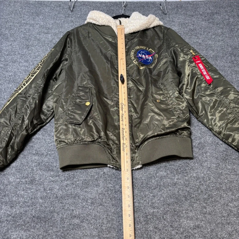 Southpole Kids Bomber Jacket NASA Space Explorer Sherpa‎ Lined Olive Green XL